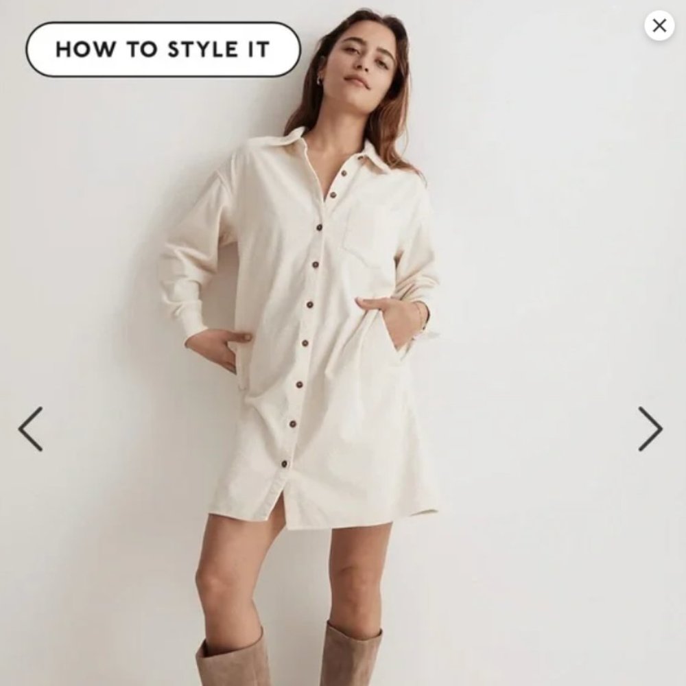 Offers Welcome!  Madewell Corduroy Shirt Dress L